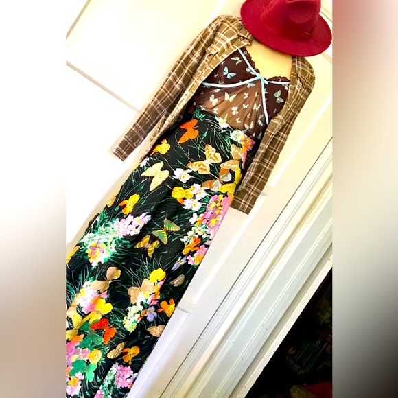 WOW MCM maxi butterfly bright print skirt primary colors BoHo, Garden party - Picture 2 of 10